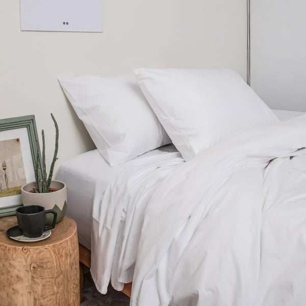 285 Thread Count Percale Bed Sheet Set | White