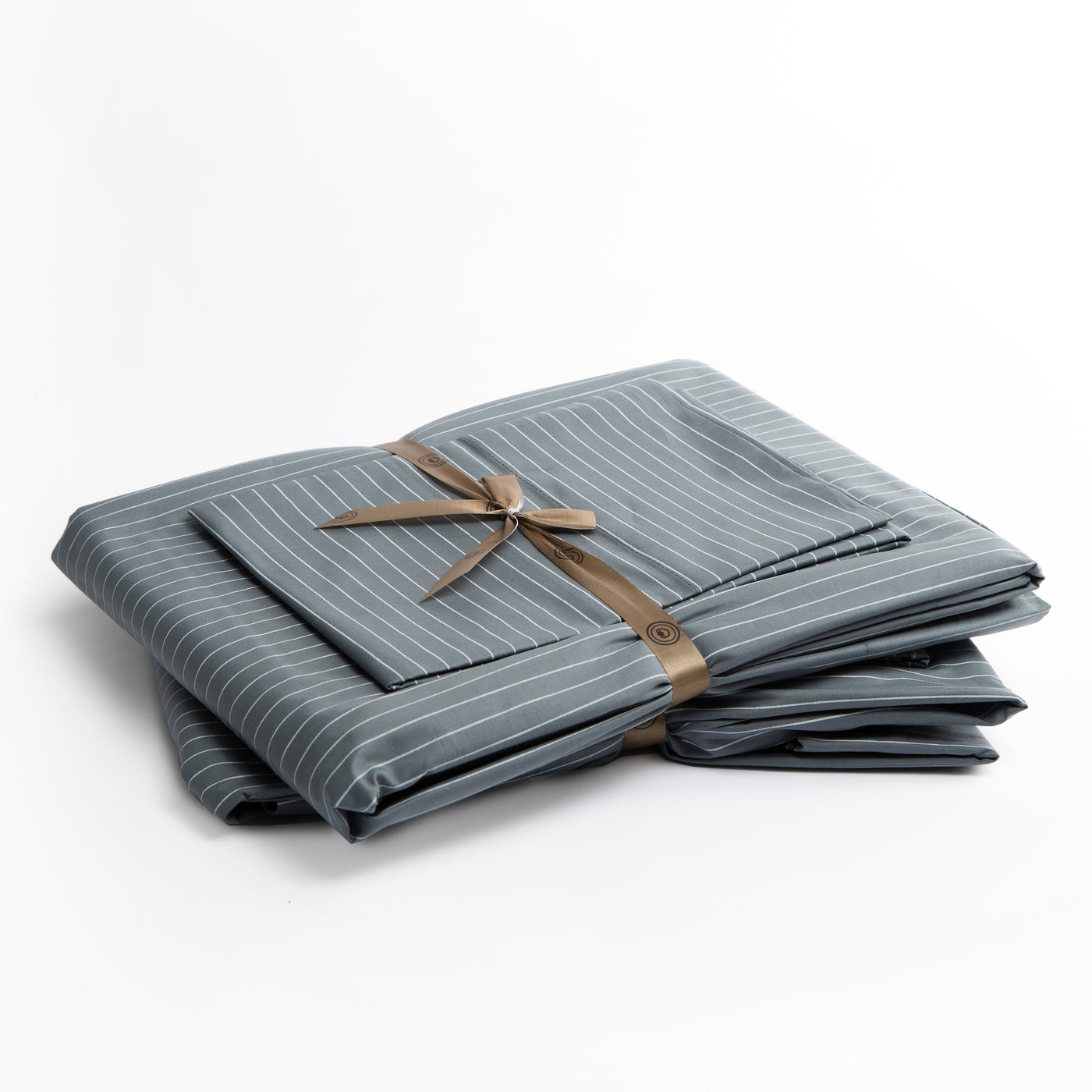 415 Thread Count Percale Bed Sheet Set | Pinstripe Grey